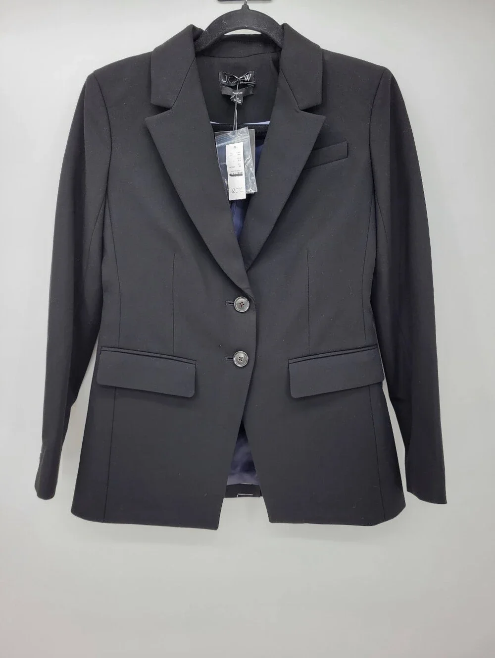J Crew Madelyn blazer in four-season stretch CC289 Size 00 NWT Black